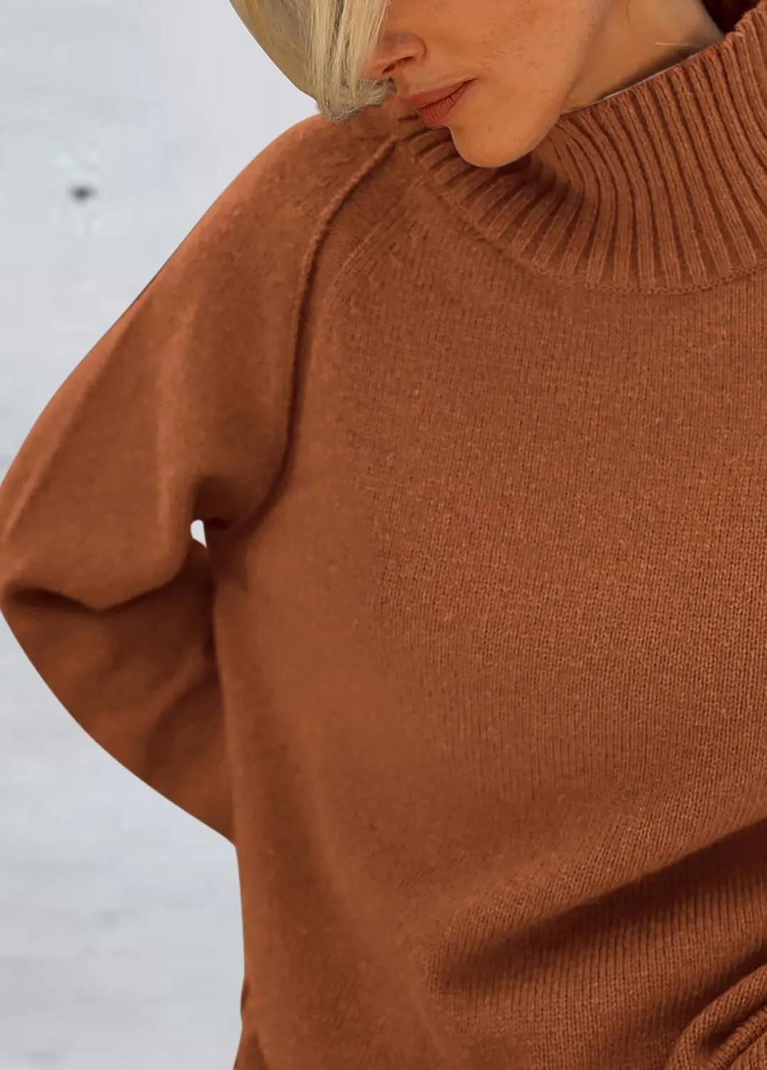 KIRUNDO Womens Fall Sweaters 2025 Trendy Turtleneck Long Sleeve Ribbed Knit Chunky Casual Loose Pullover Sweaters Tops