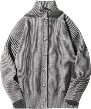Knit Cardigan Sweaters for Men Button Down Cardigan Sweater Collared Cardigan Jacket Casual Open Front Cardigan