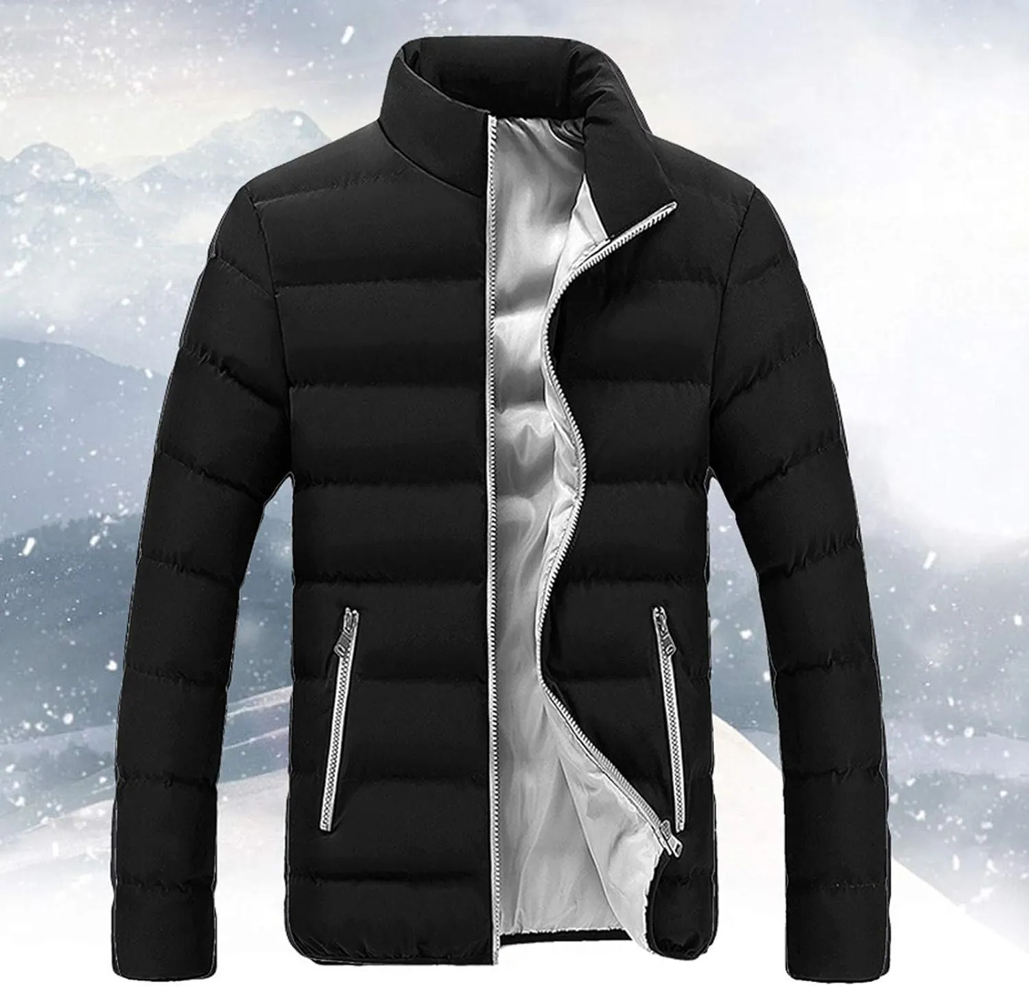 LCMTWX Winter Jackets for Men Jacket Coat Leisure Plus Size Hat Zip Pocket Cotton-Padded Warm Soft Hooded Winter Coats