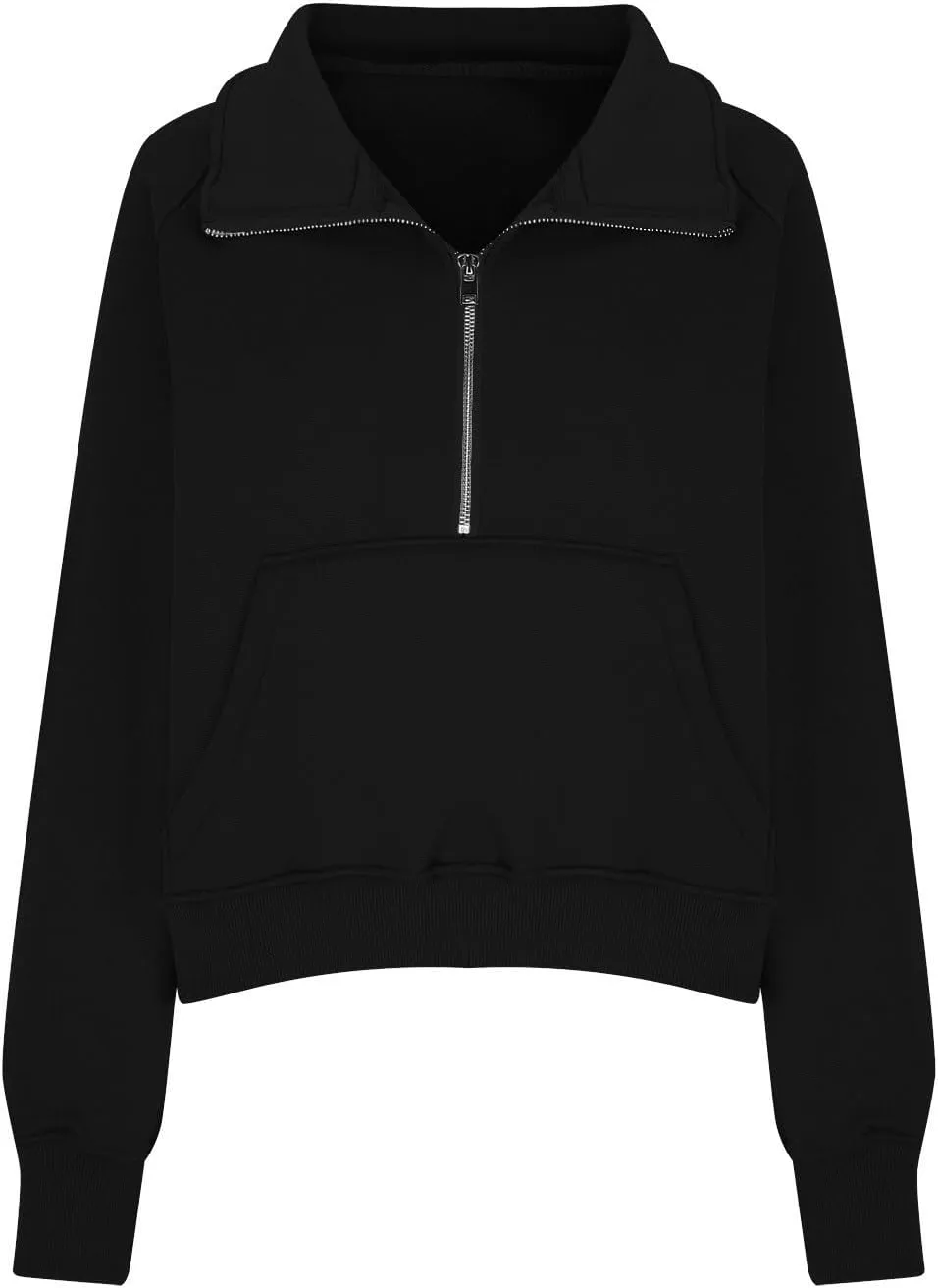lcziwo Womens Oversized Cropped Sweatshirts Half Zip Lapel Fleece Pullover Quarter Zipper Long Sleeve Tops with Pocket