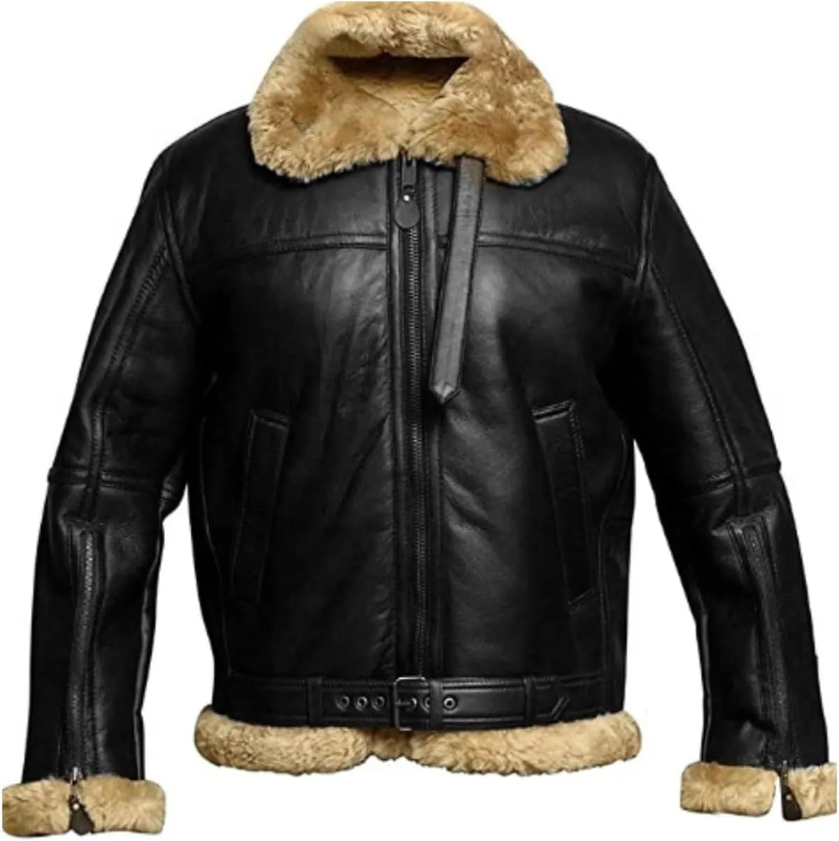 Leather Jacket Men Faux Suede Leather Coat Fur Hooded Sherpa Lined Thickened Warm Jacket Zipper Outwear Winter