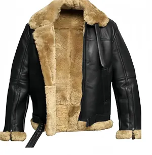 Leather Jacket Men Faux Suede Leather Coat Fur Hooded Sherpa Lined Thickened Warm Jacket Zipper Outwear Winter