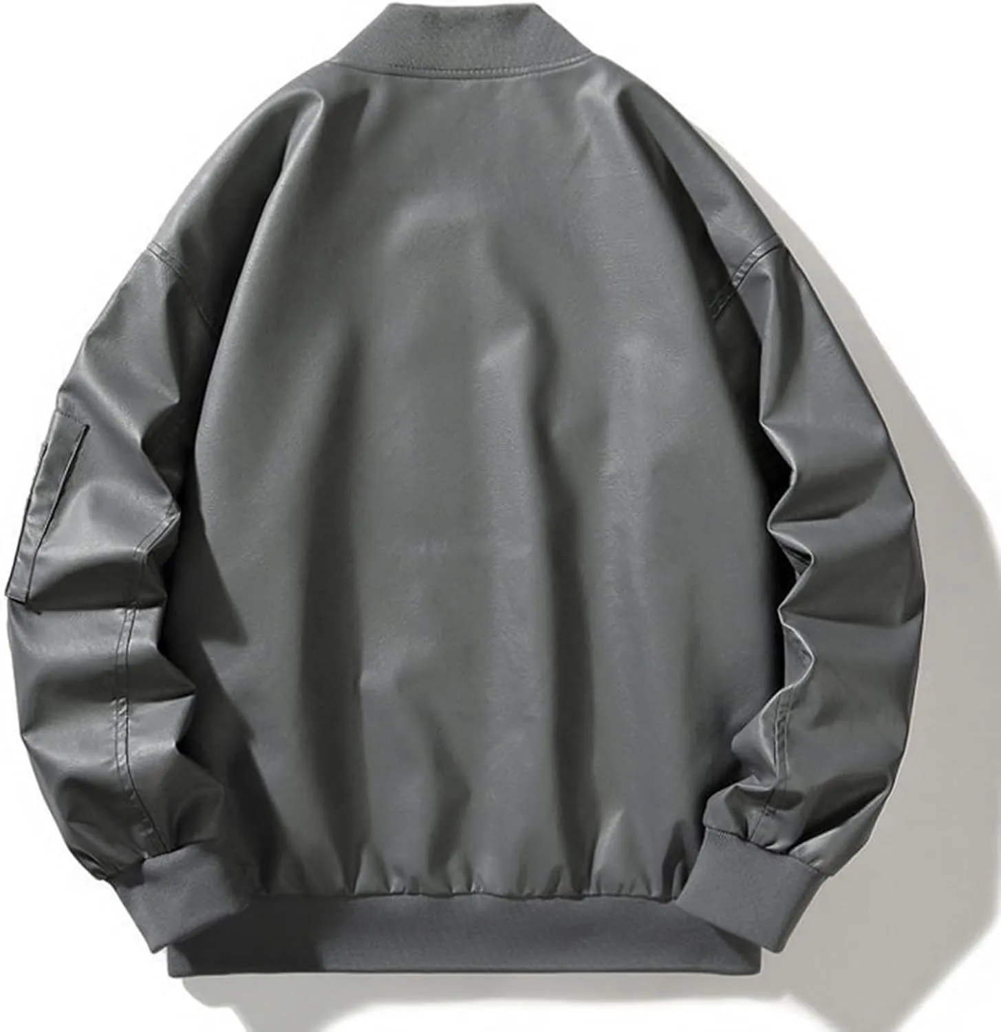 Leather Jackets For Mens Faux Motorcycle PU Leather Coats Motorcycle Biker Racing Solid Color Zipper Pocket Outwear