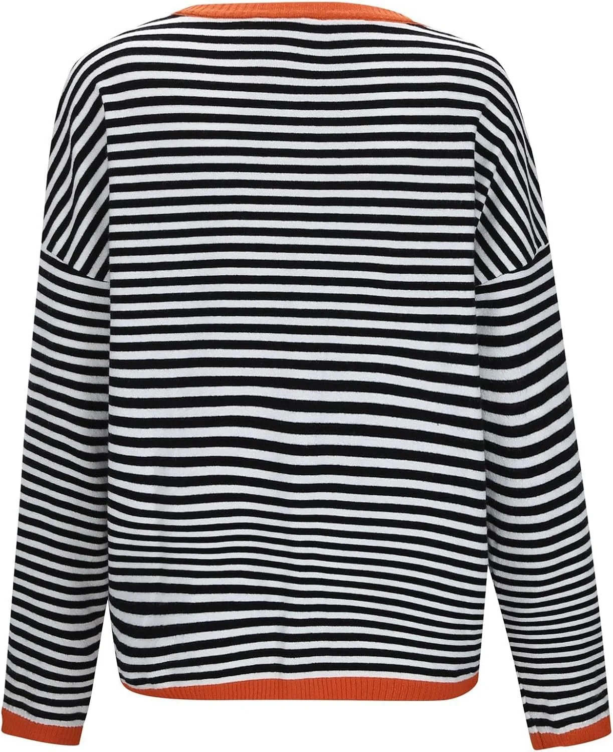 Light Sweatshirt for Women Fashion Casual Round Neck Striped Tops Long Sleeved Sweater Hoodless Hoodie