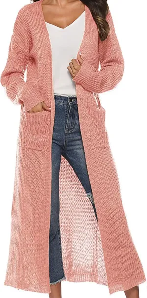 Lightweight Cardigans for Women Casual Oversized Long Sleeve Cardigan Open Front Floor Length Maxi Sweaters