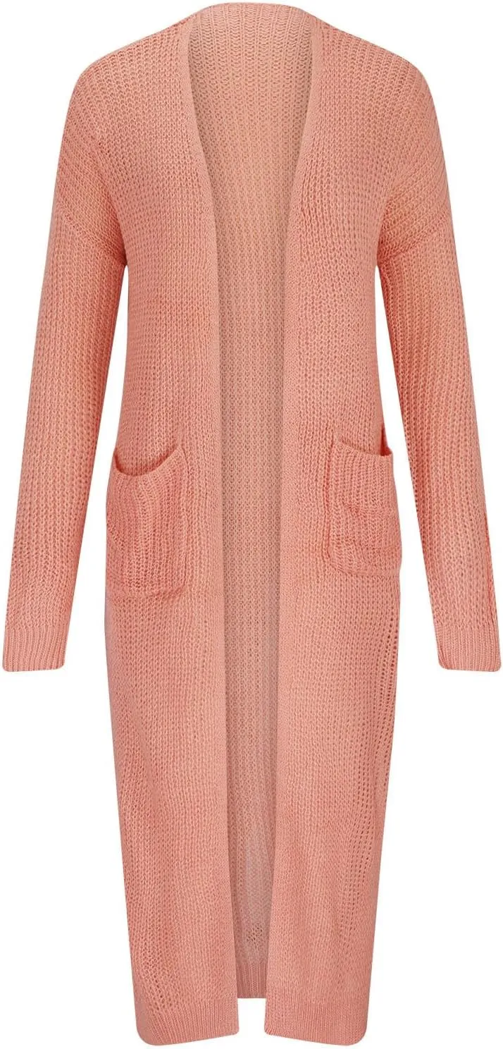 Lightweight Cardigans for Women Casual Oversized Long Sleeve Cardigan Open Front Floor Length Maxi Sweaters