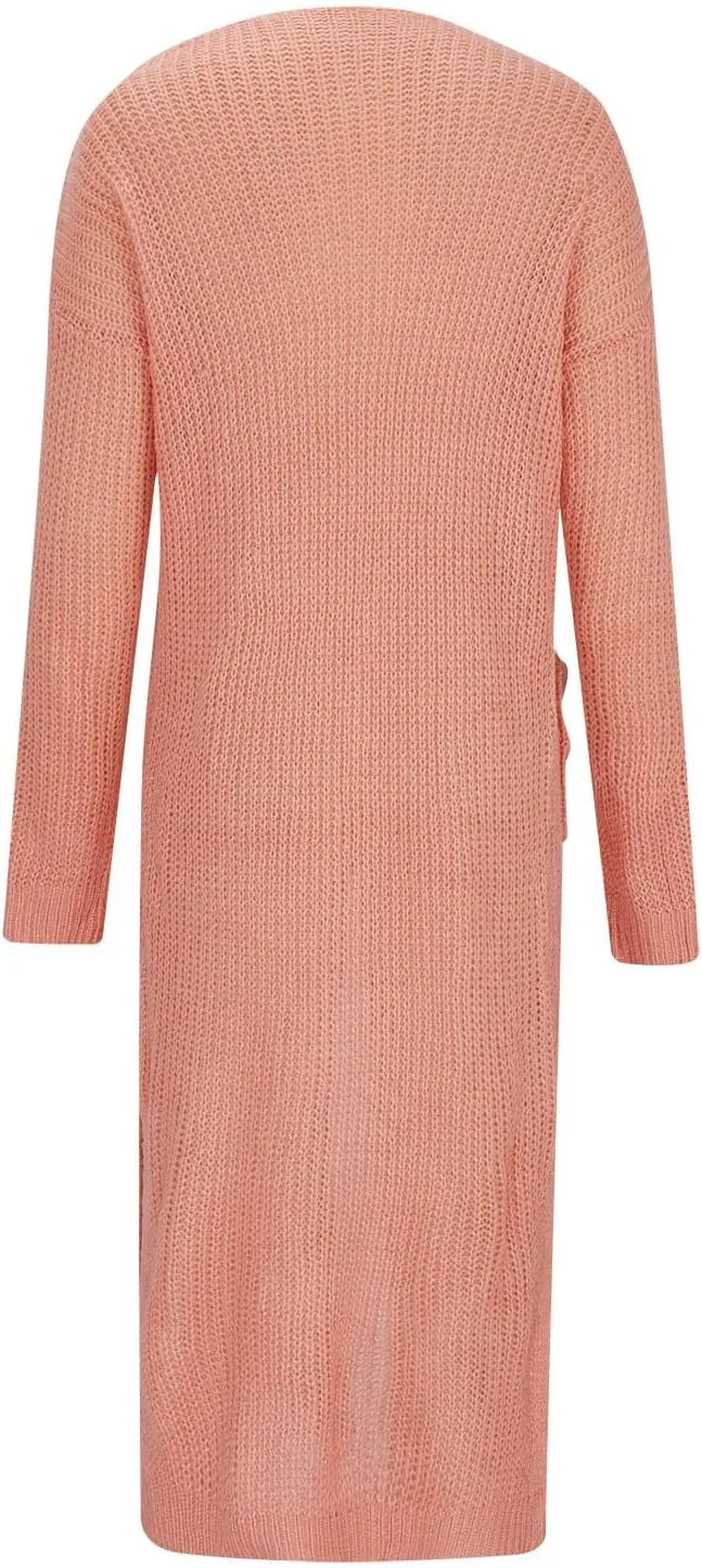 Lightweight Cardigans for Women Casual Oversized Long Sleeve Cardigan Open Front Floor Length Maxi Sweaters