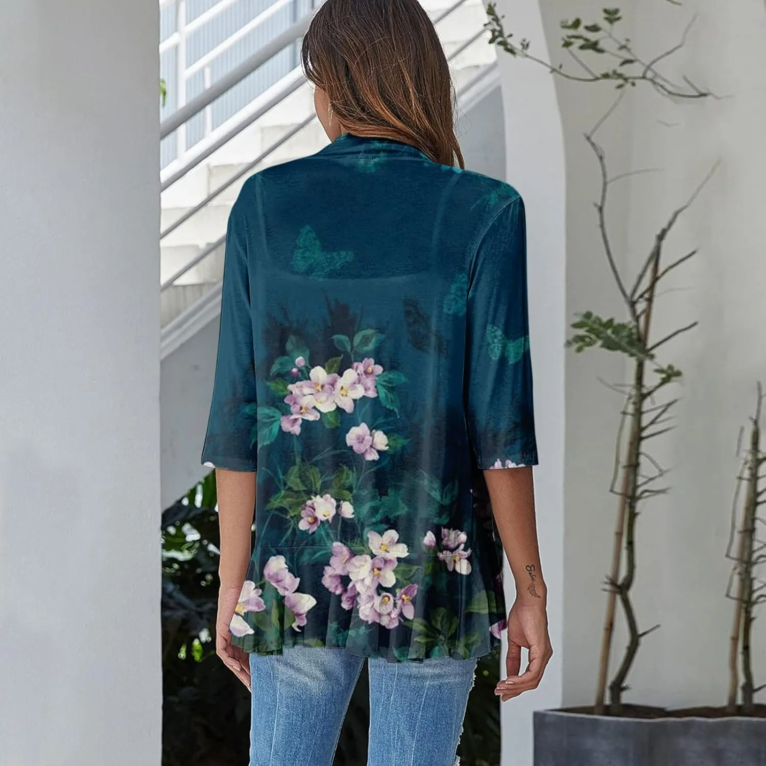 Lightweight Flutter Cardigan for Women Casual 3/4 Sleeve Cardigans for Women Long Fall Cardigan Sweaters for Women