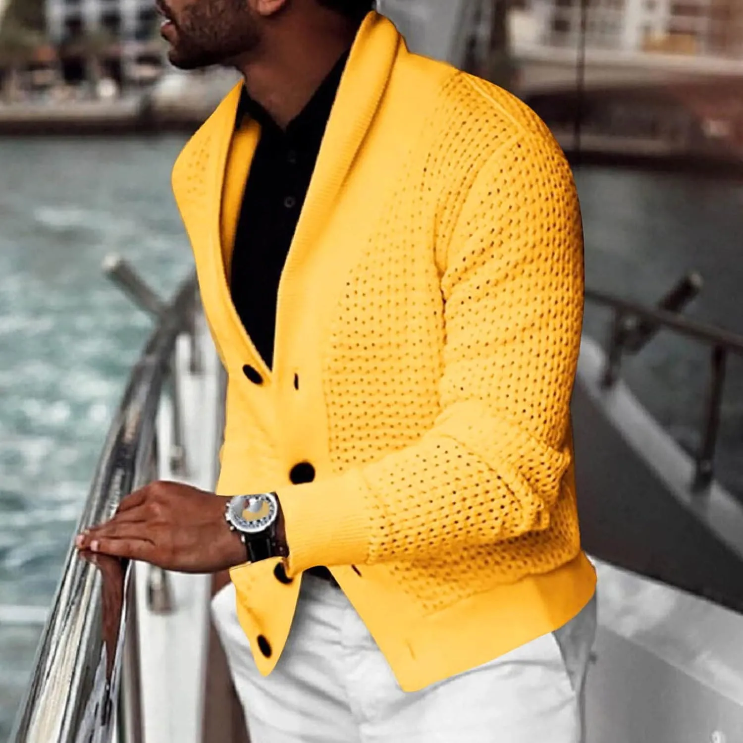 Lightweight Sweaters for Men Eyelet Sweater Casual Knit Sweaters Big and Tall Cardigan Slim Fit Button Down Sweaters