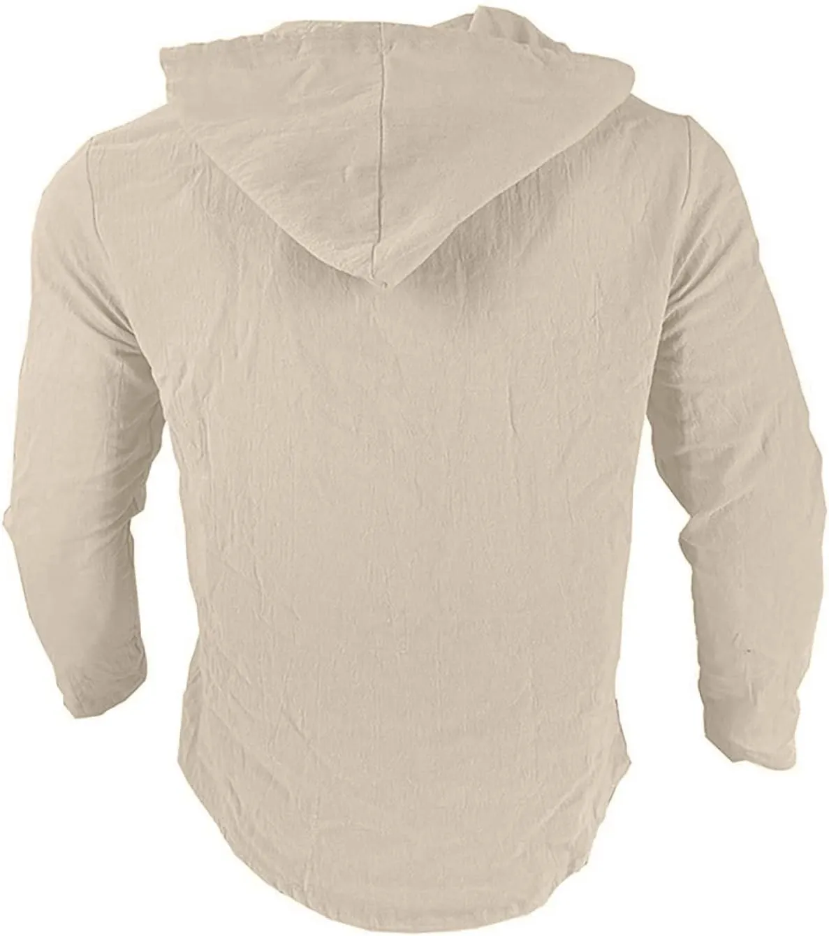 Linen Hoodie Men Casual Summer Hawaiian Untucked Shirts Lightweight Loose Fit Hooded V Neck Button Up Linen Shirts