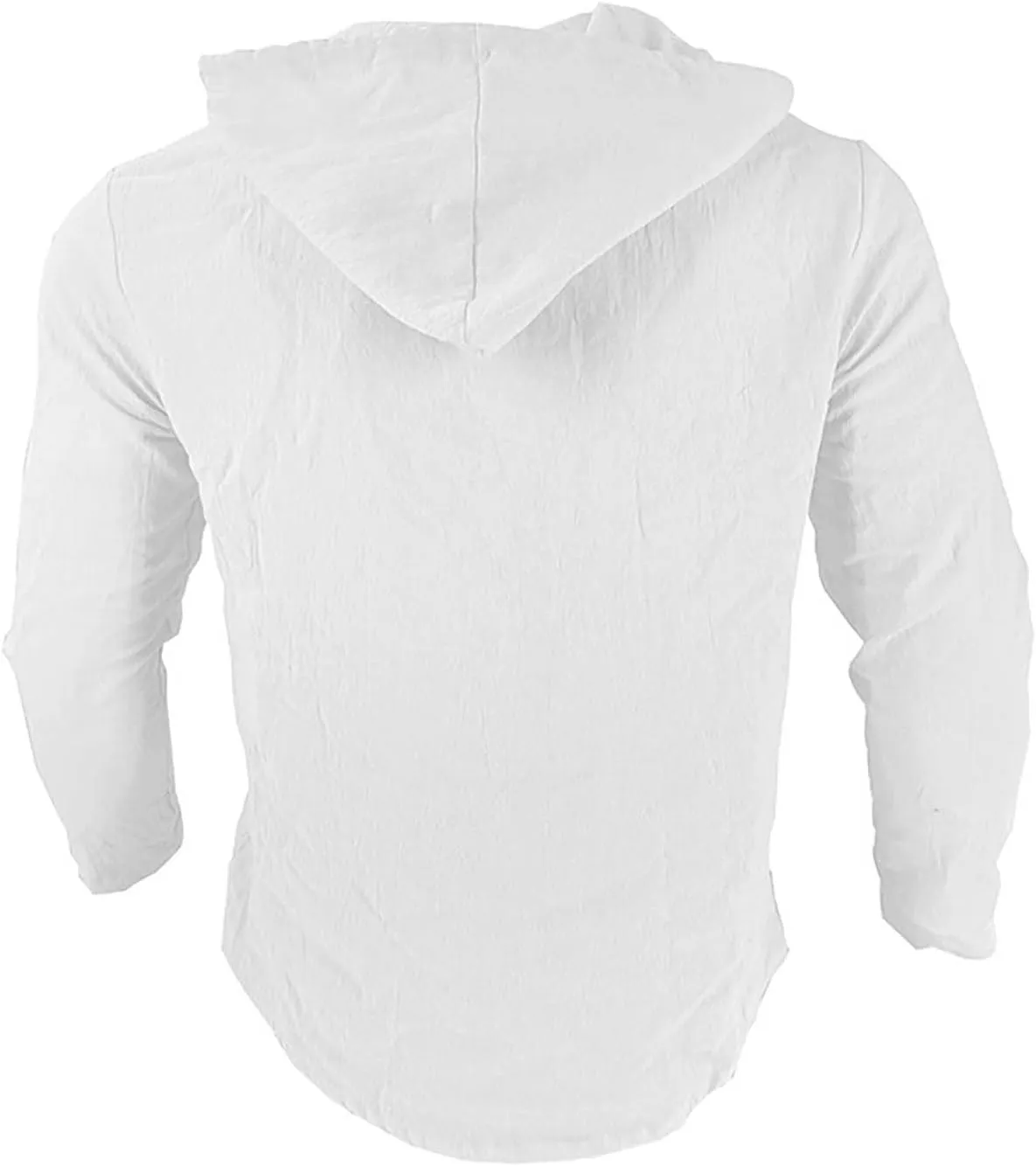 Linen Hoodie Men Casual Summer Hawaiian Untucked Shirts Lightweight Loose Fit Hooded V Neck Button Up Linen Shirts
