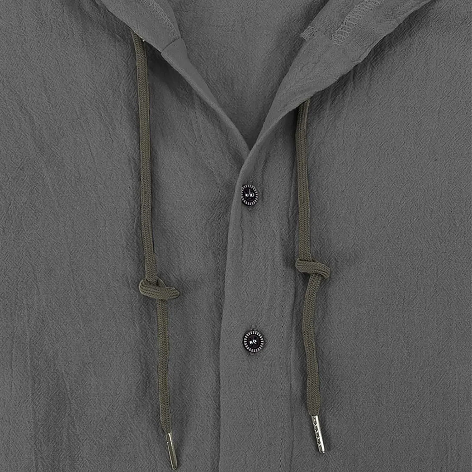 Linen Hoodie Men Casual Summer Hawaiian Untucked Shirts Lightweight Loose Fit Hooded V Neck Button Up Linen Shirts