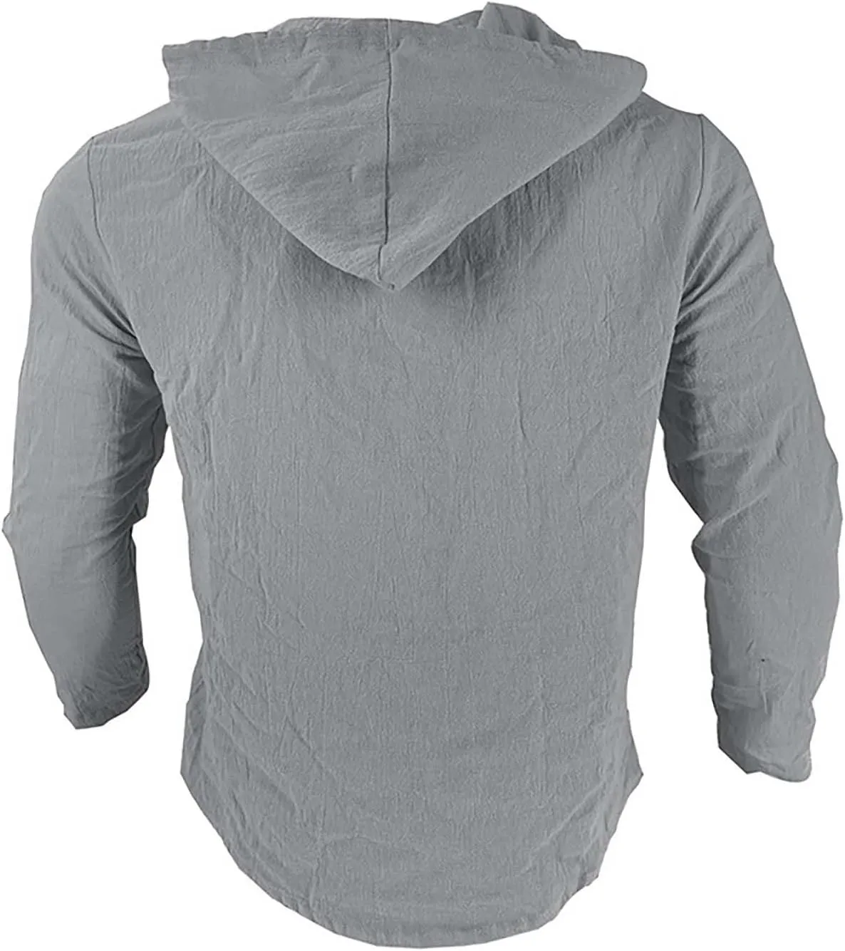 Linen Hoodie Men Casual Summer Hawaiian Untucked Shirts Lightweight Loose Fit Hooded V Neck Button Up Linen Shirts