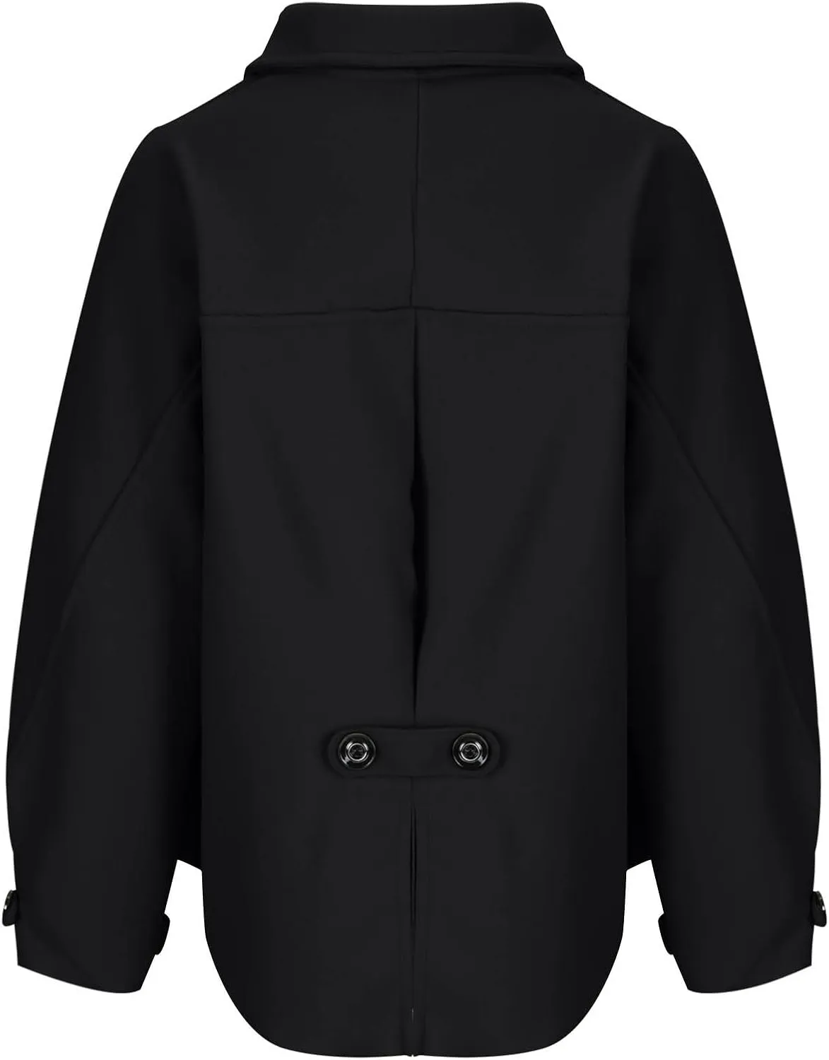 Lmdudan Wool Shacket Jacket for Women Oversized Long Sleeve Pea Coat Jackets Button Down Wool Blend Coats with Pocket