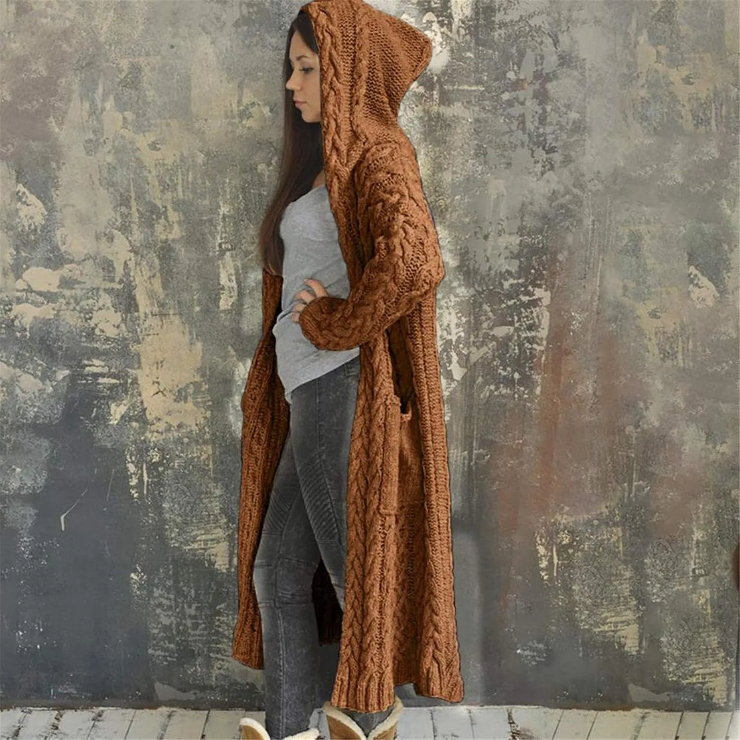Long Cardigan Sweaters for Women Fall Winter Coats Cable Knit Casual Open Front Long Sleeve Sweater Plus Size Outercoat