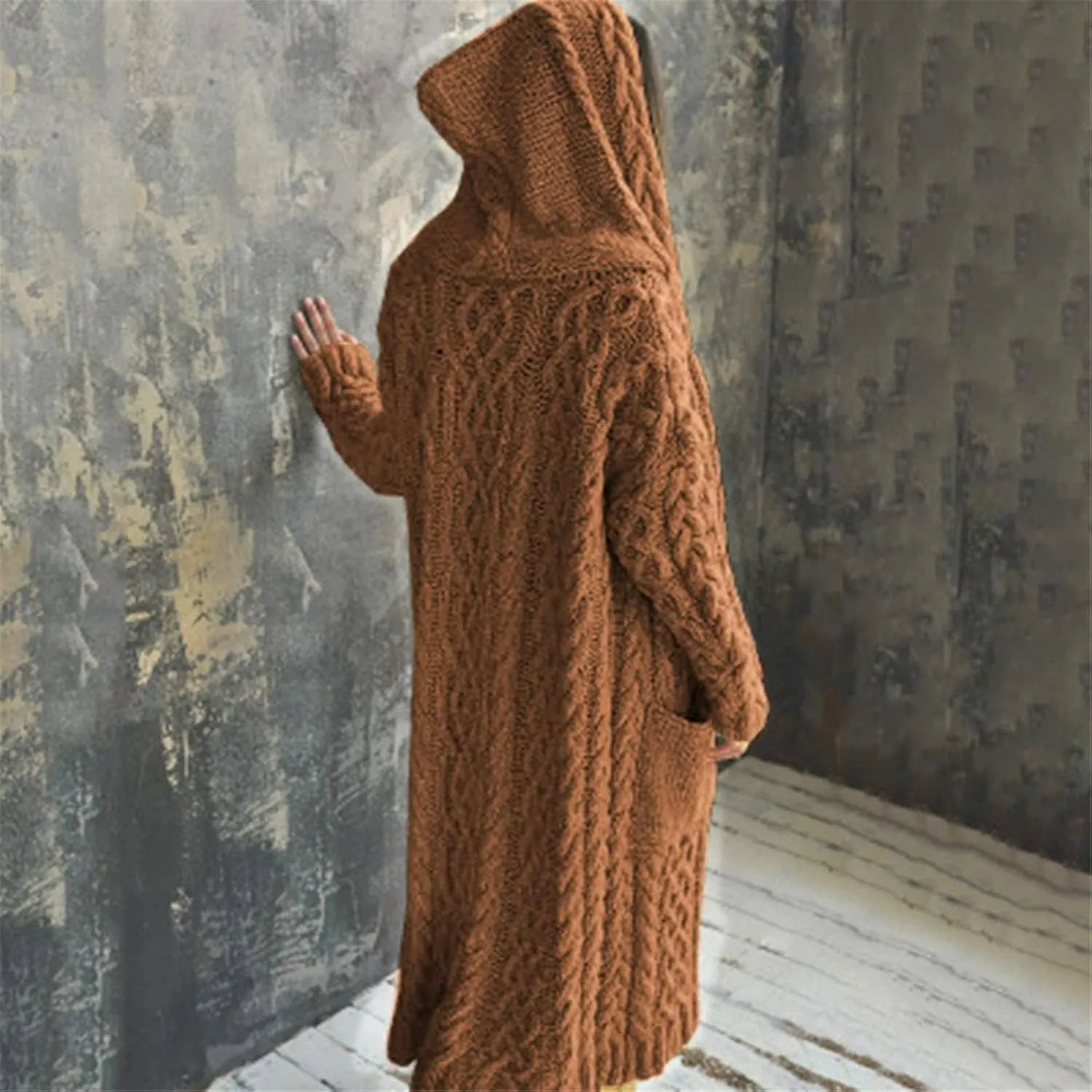 Long Cardigan Sweaters for Women Fall Winter Coats Cable Knit Casual Open Front Long Sleeve Sweater Plus Size Outercoat