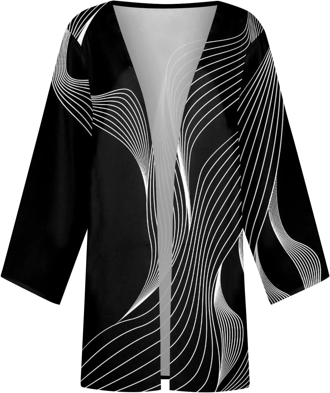 Long Cardigans for Women Trendy 3/4 Sleeve Casual Loose Open Front Cardigan Floral Printed Comfy Dressy Cardigans