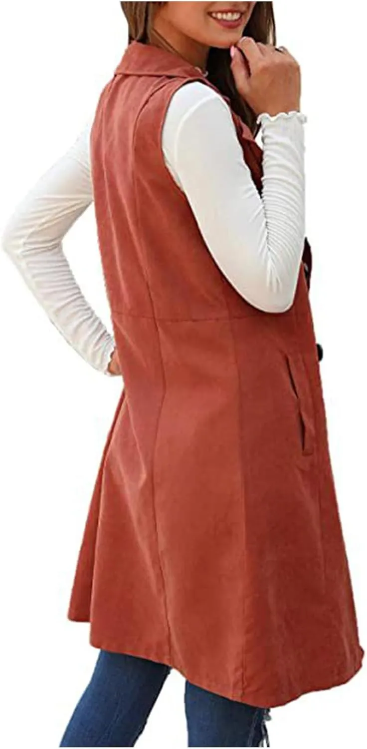 Long Trench Coats for Women Winter Jacket Vests Wool Blend Peacoat Double Breasted Vest Trendy Coats