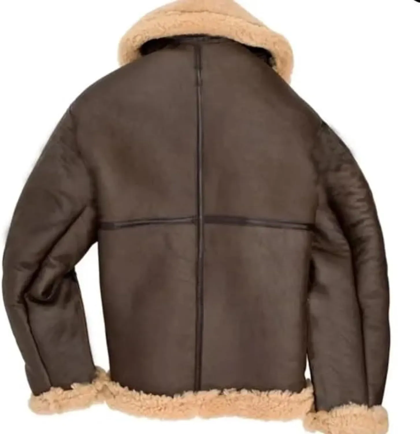 Men Aviator Bomber Coat Faux Shearling Sheepskin Leather Jacket Fur Lined Bomber Jackets Thickening Outercoat