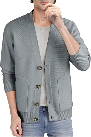 Men Cardigan Sweaters Chunky Knitted Cardigan Button Down Sweater V Neck Long Sleeve Sweaters Lightweight Cardigan