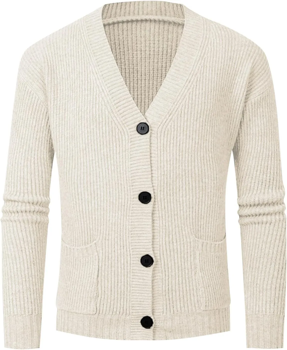 Men Classic Cardigans Casual Button Down V Neck Knitted Basic Sweater Coat Knit Button up Sweaters Outwear with Pocket