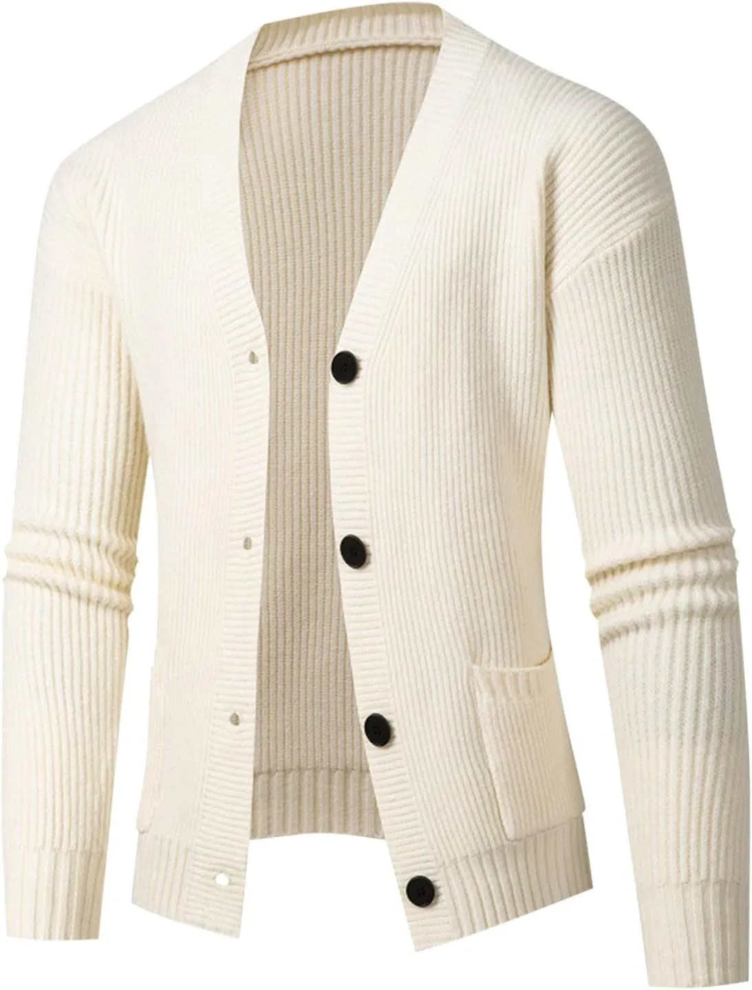 Men Classic Cardigans Casual Button Down V Neck Knitted Basic Sweater Coat Knit Button up Sweaters Outwear with Pocket