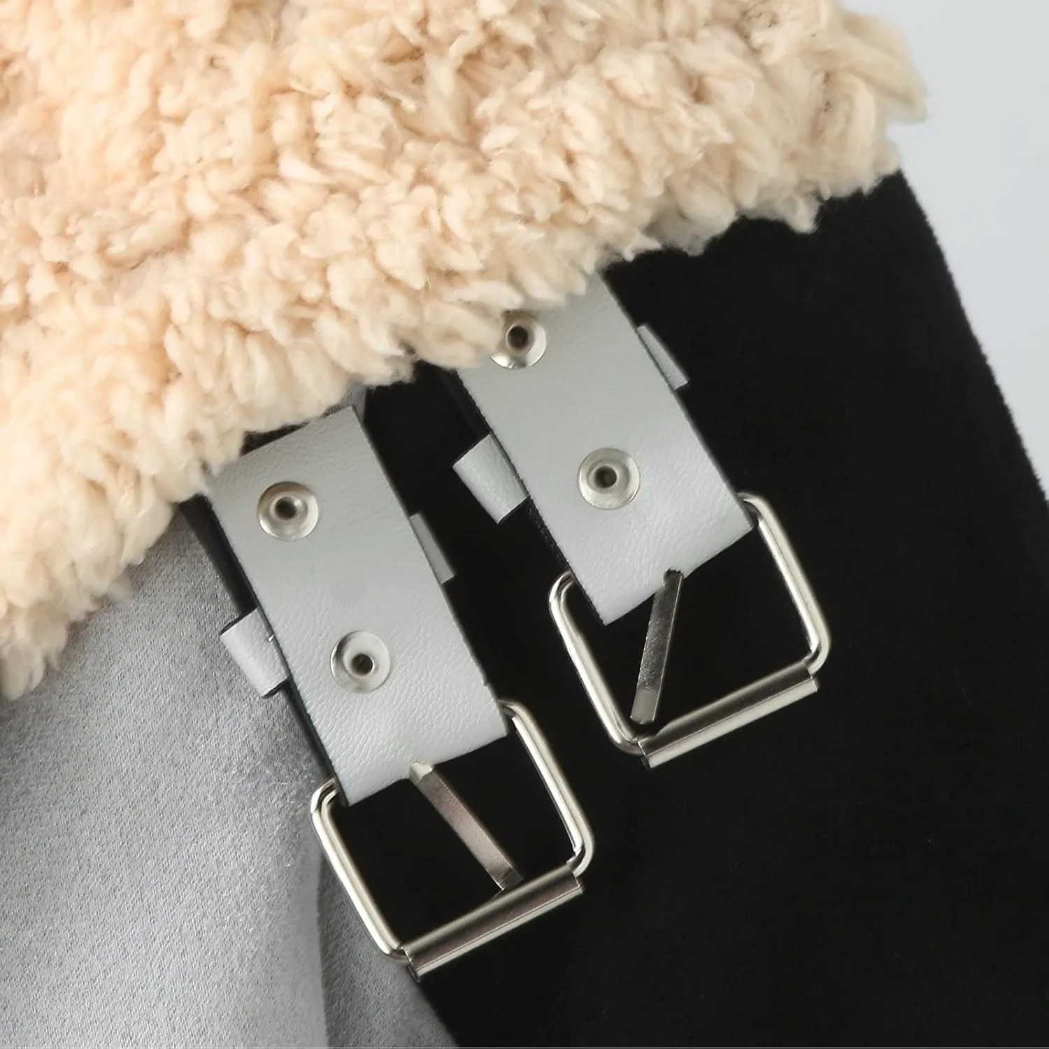 Men Colorblock Faux Fur Leather Jackets Sherpa Fleece Lined Open Front Lapel Trench Coat Winter Warm Outwears