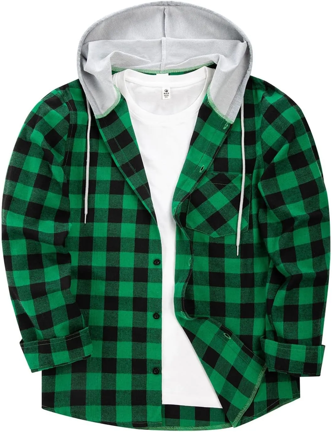Men Hoodie Jacket Plaid Button Down Shirts 2024 Fall Comfy Oversize Fashion Lightweight Loose Casual Warm Coats
