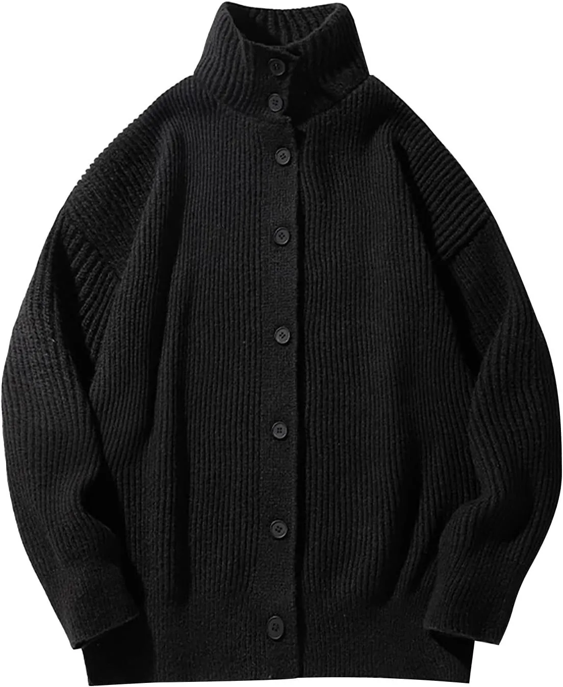 Men Knit Cardigan Sweater Stand Collar Casual Button Down Long Sleeve Sweaters Jacket Coat Soft Comfy Knitted Outwear