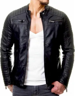 Men Leather Jacket Casual Solid Coat Simple Sports Zipper Coat Jacket Motorcycle Lightweight Faux Leather Outwear