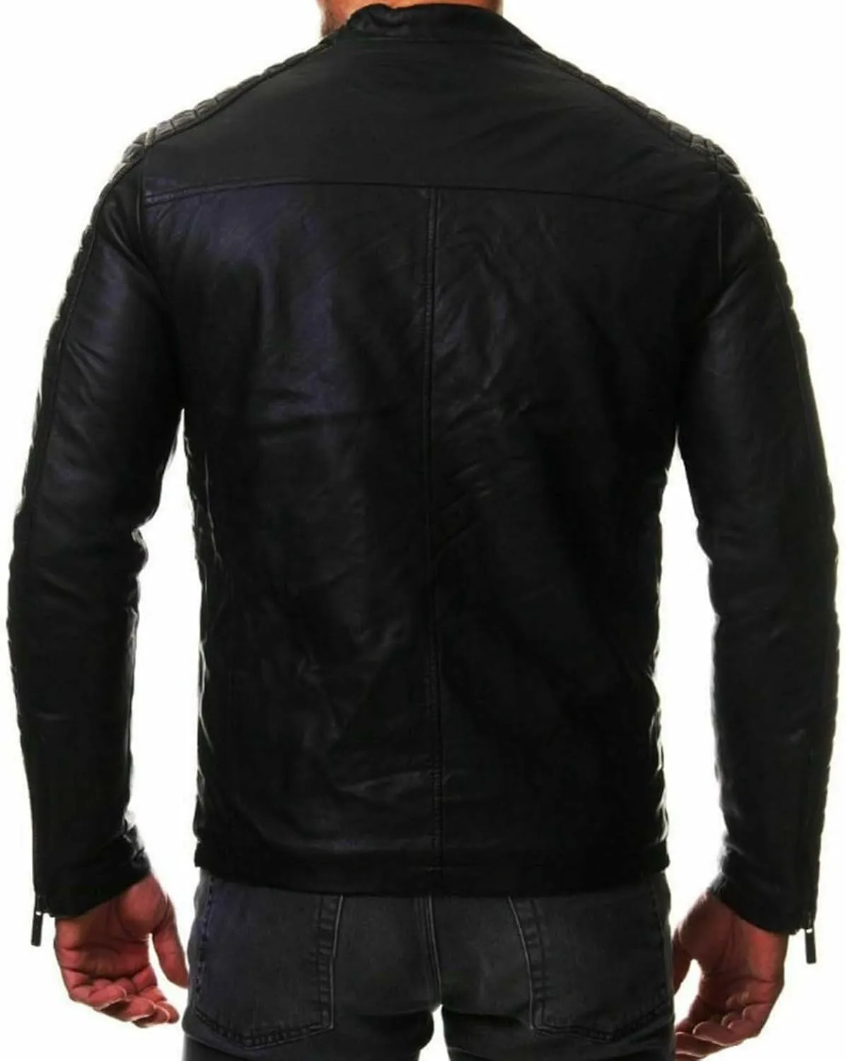 Men Leather Jacket Casual Solid Coat Simple Sports Zipper Coat Jacket Motorcycle Lightweight Faux Leather Outwear
