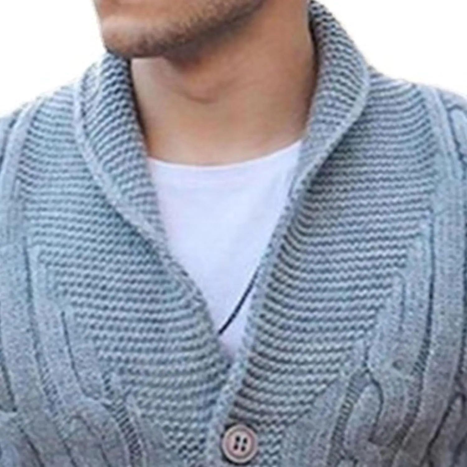 Men V Neck Button-Down Cardigan Casual Shawl Collar Button up Sweaters Cable Knit Ribbed Cardigans Sweater