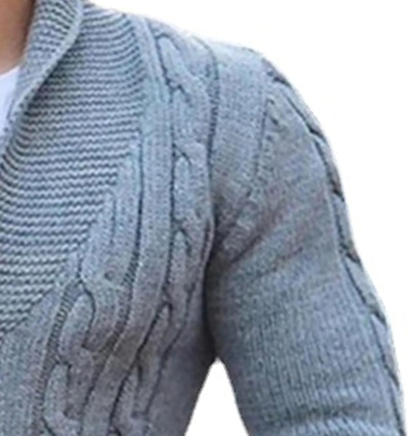 Men V Neck Button-Down Cardigan Casual Shawl Collar Button up Sweaters Cable Knit Ribbed Cardigans Sweater