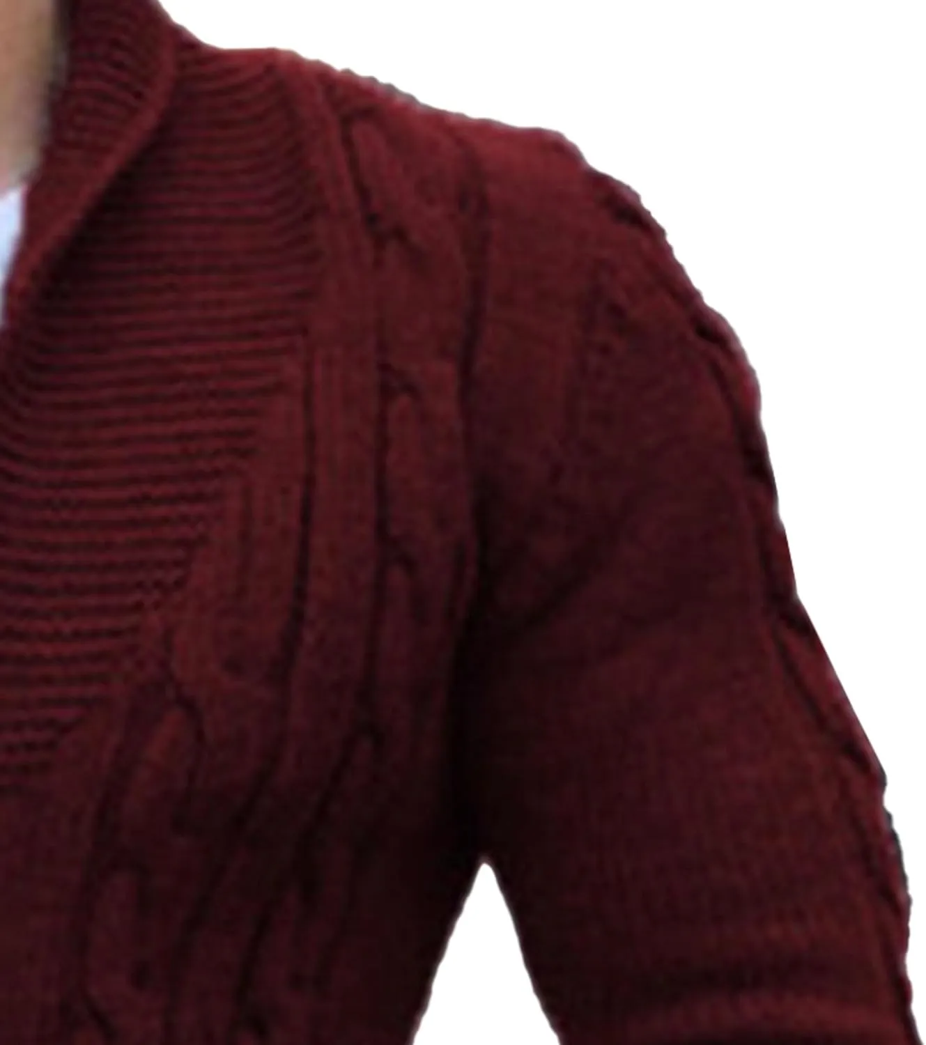 Men V Neck Button-Down Cardigan Casual Shawl Collar Button up Sweaters Cable Knit Ribbed Cardigans Sweater