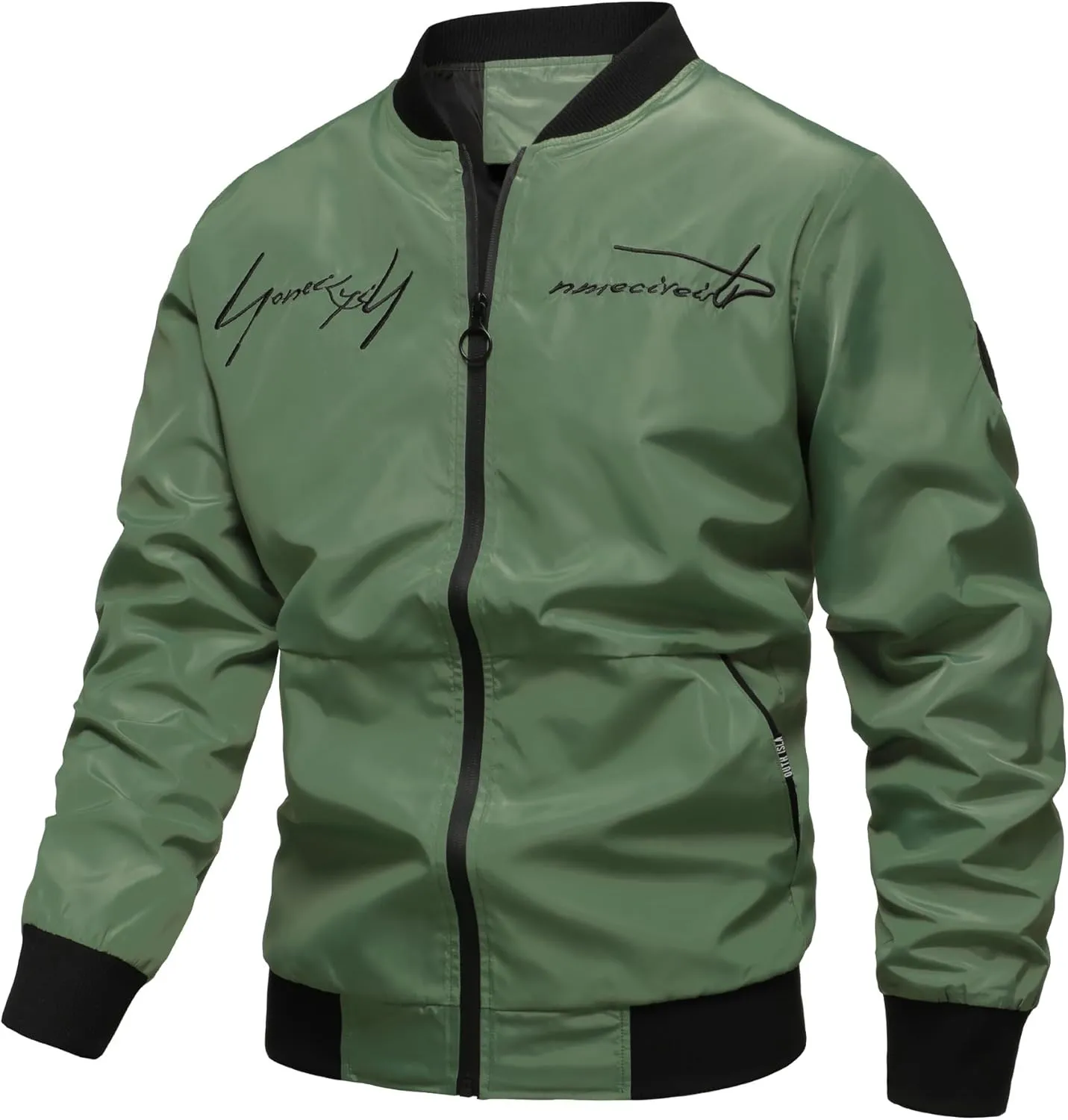 Men's Bomber Jacket Fashion Stylish Lightweight Windbreaker Casual Spring Fall Jackets for Men with Pockets