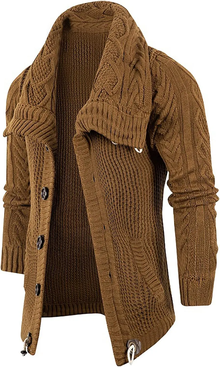 Men's Cardigan Shawl Collar Sweater Cardigans Button Up Knit Cardigan Outwear Slim Fit Lightweight Cable Knit Sweaters