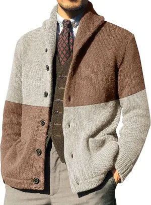 Mens Cardigan Sweater Casual Button Down Long Sleeve V Neck Cable Knitt Sweaters Lightweight Cardigan Sweaters Coat