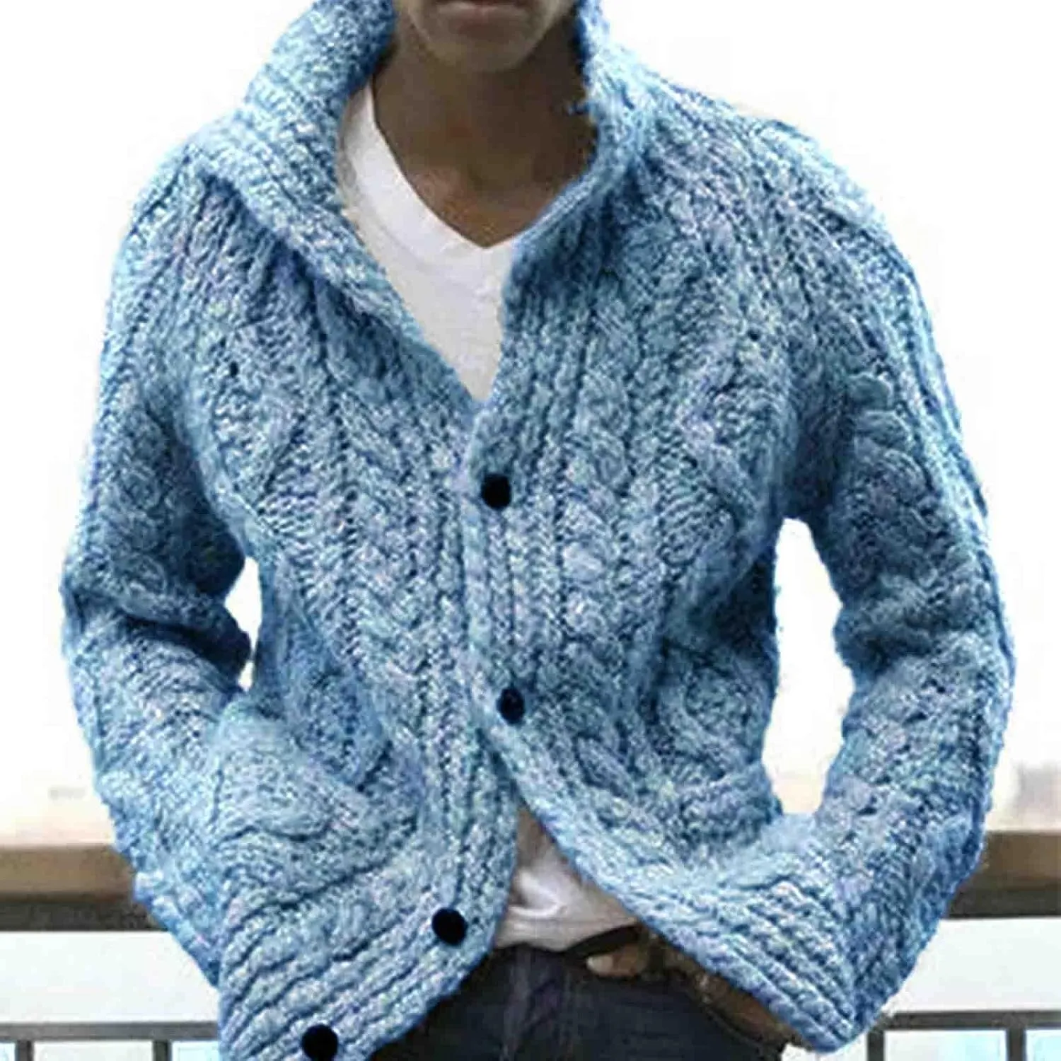 Mens Cardigan Sweaters Button Down Cardigan Sweaters Lightweight Open Front Cable Knit Cardigan Jacket Coats Clothing