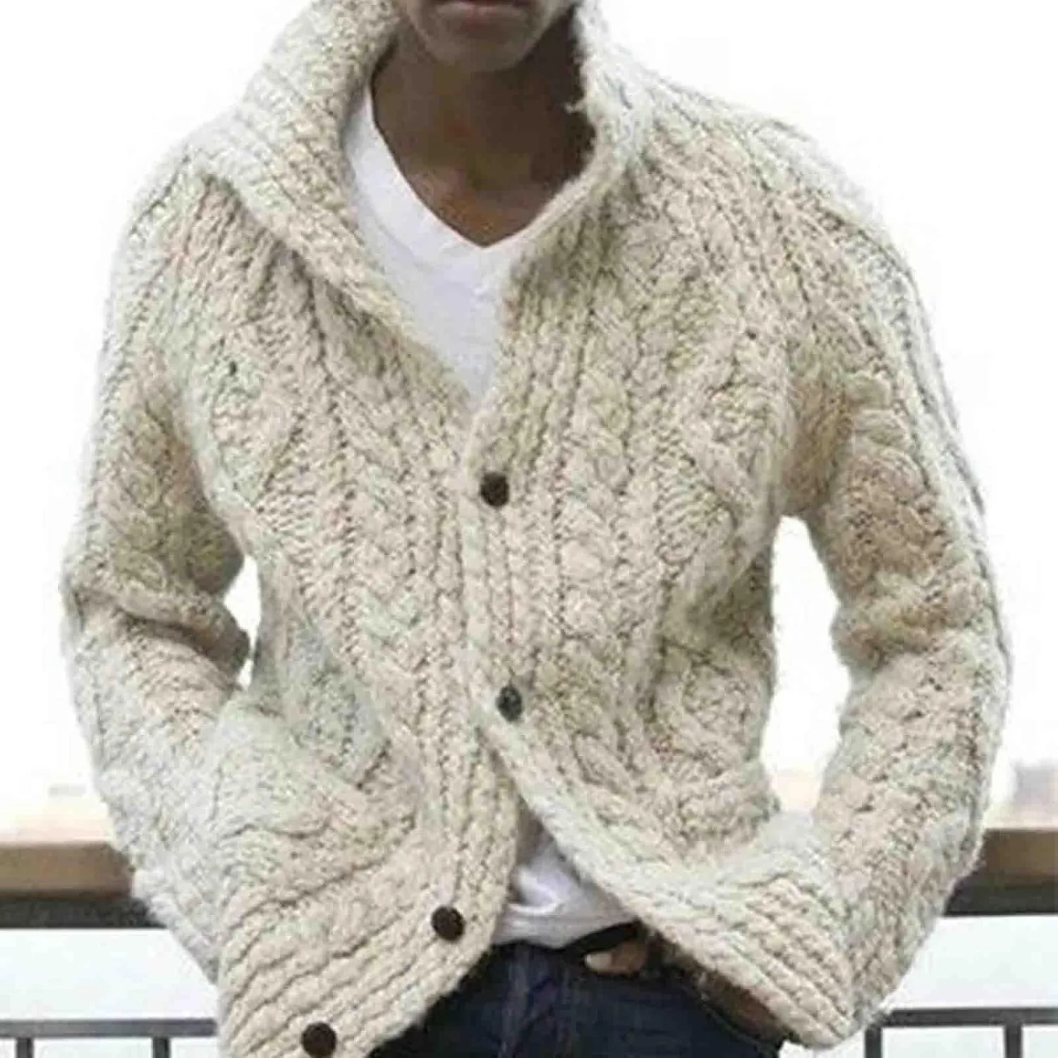 Mens Cardigan Sweaters Button Down Cardigan Sweaters Lightweight Open Front Cable Knit Cardigan Jacket Coats Clothing