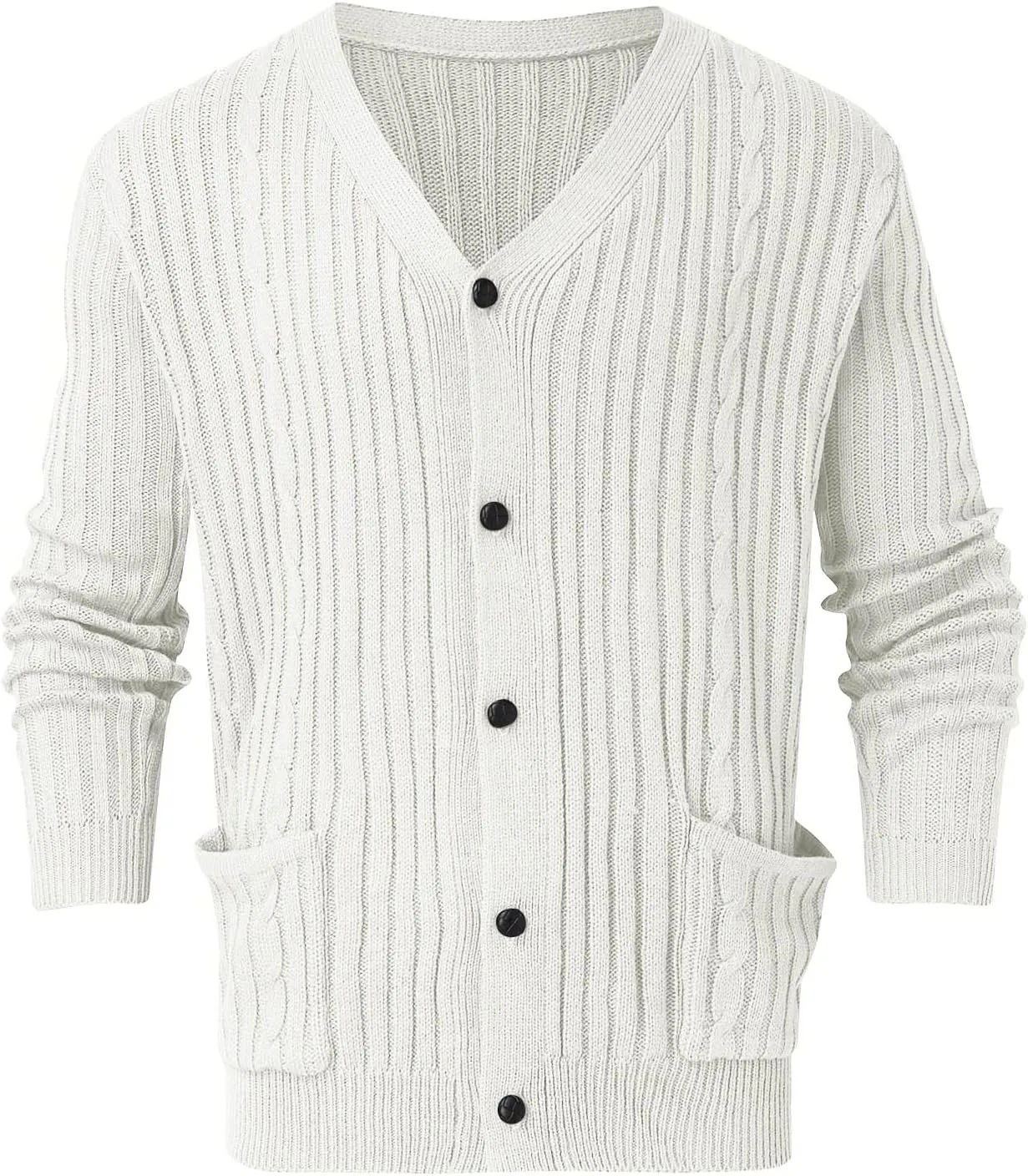 Mens Cardigan Sweaters with Buttons Men's V Neck Casual Button Down Long Sleeve Knitted Lightweight Cardigan Sweaters