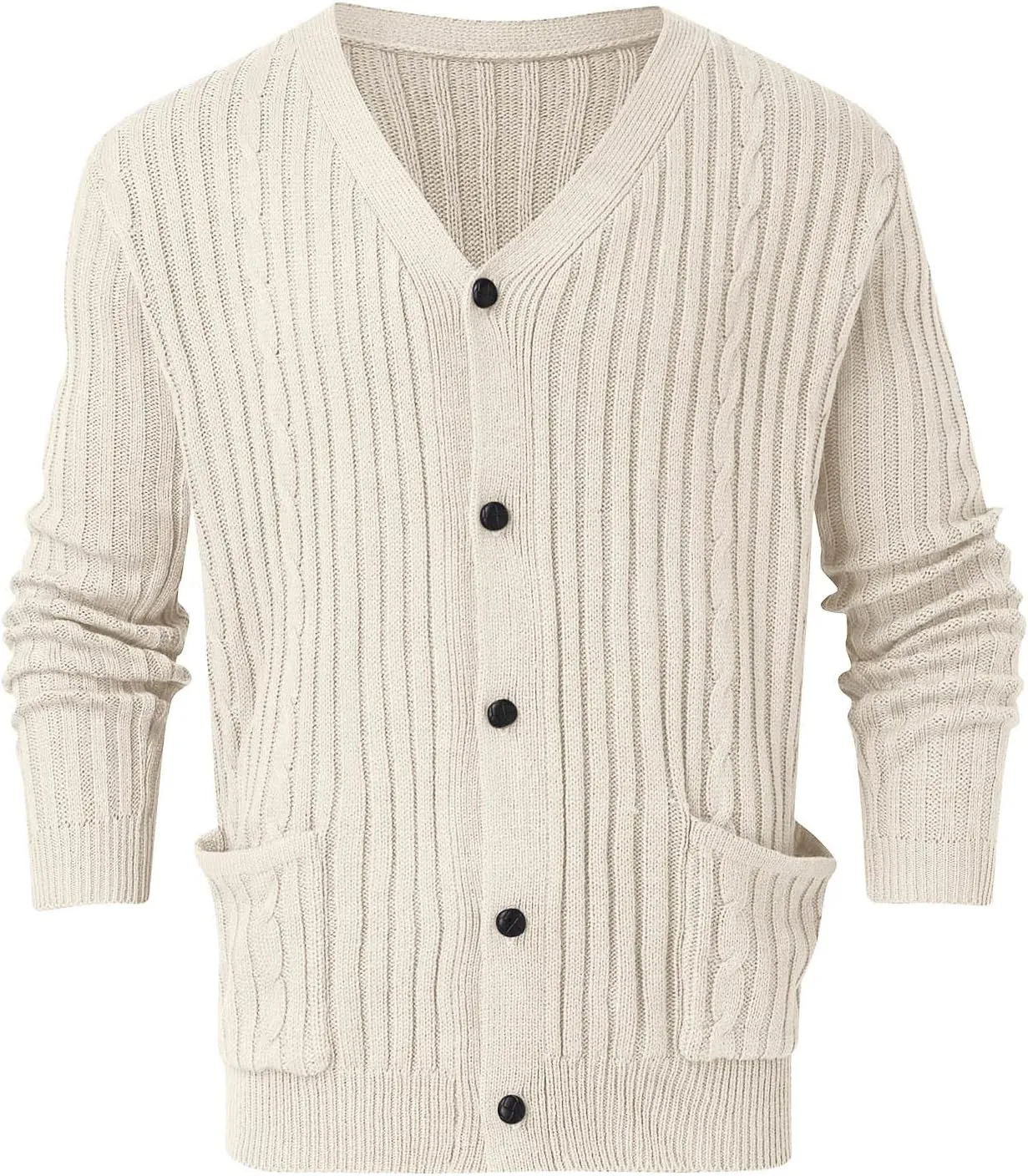 Mens Cardigan Sweaters with Buttons Men's V Neck Casual Button Down Long Sleeve Knitted Lightweight Cardigan Sweaters