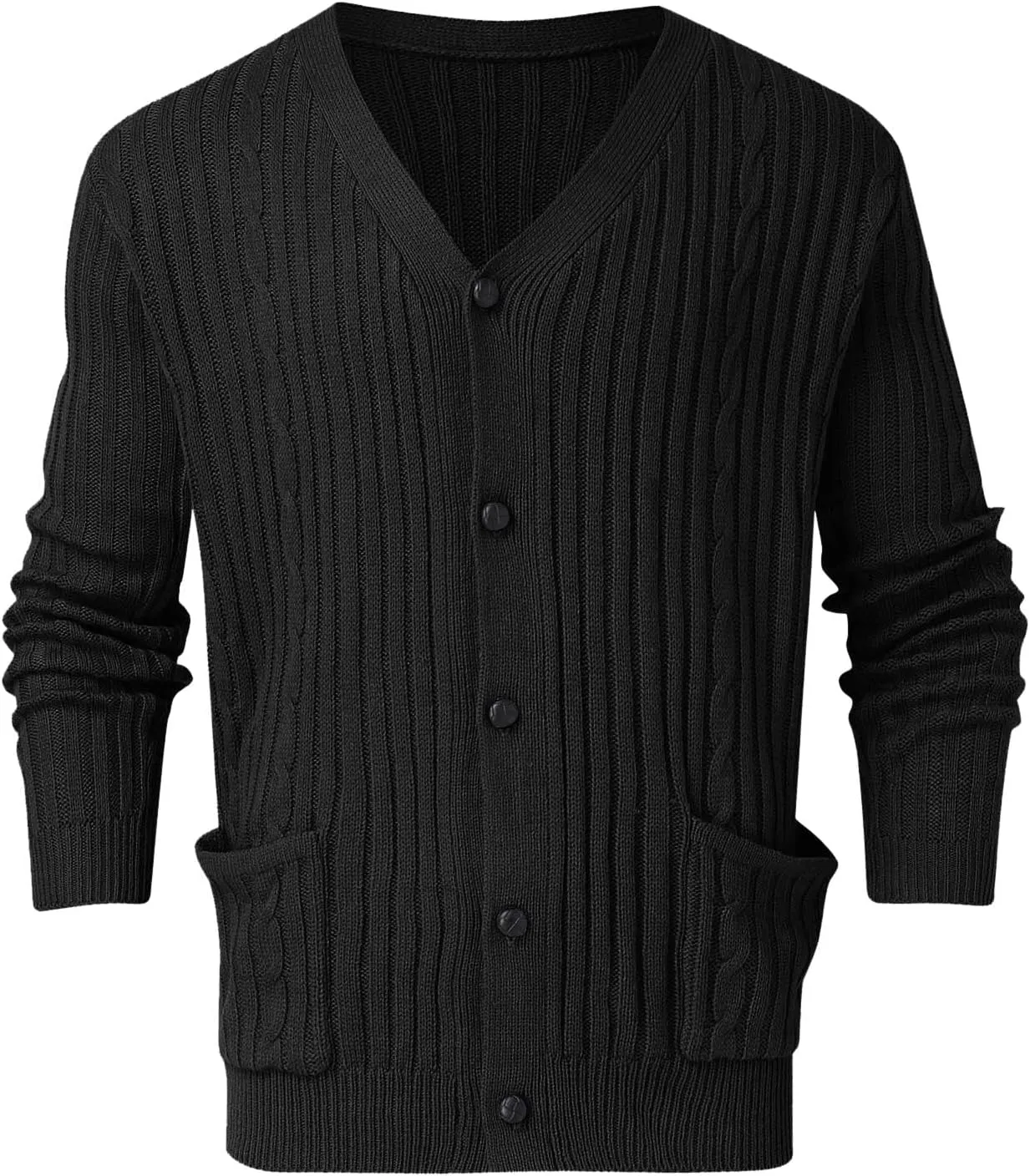 Mens Cardigan Sweaters with Buttons Men's V Neck Casual Button Down Long Sleeve Knitted Lightweight Cardigan Sweaters