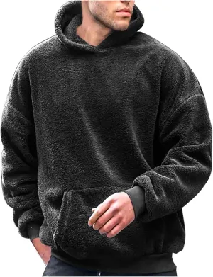 Mens Casual Hooded Sweatshirts With Pocket Soft Comfy Solid Pullover Hoodies Trendy Classic Fleece Sweat Shirts Tops