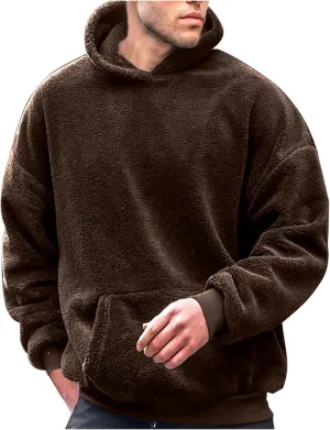 Mens Casual Hooded Sweatshirts With Pocket Soft Comfy Solid Pullover Hoodies Trendy Classic Fleece Sweat Shirts Tops