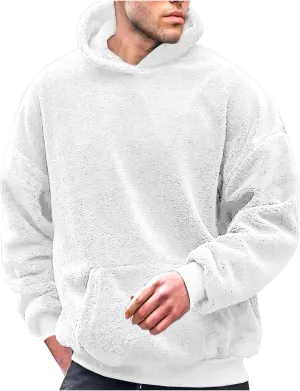 Mens Casual Hooded Sweatshirts With Pocket Soft Comfy Solid Pullover Hoodies Trendy Classic Fleece Sweat Shirts Tops