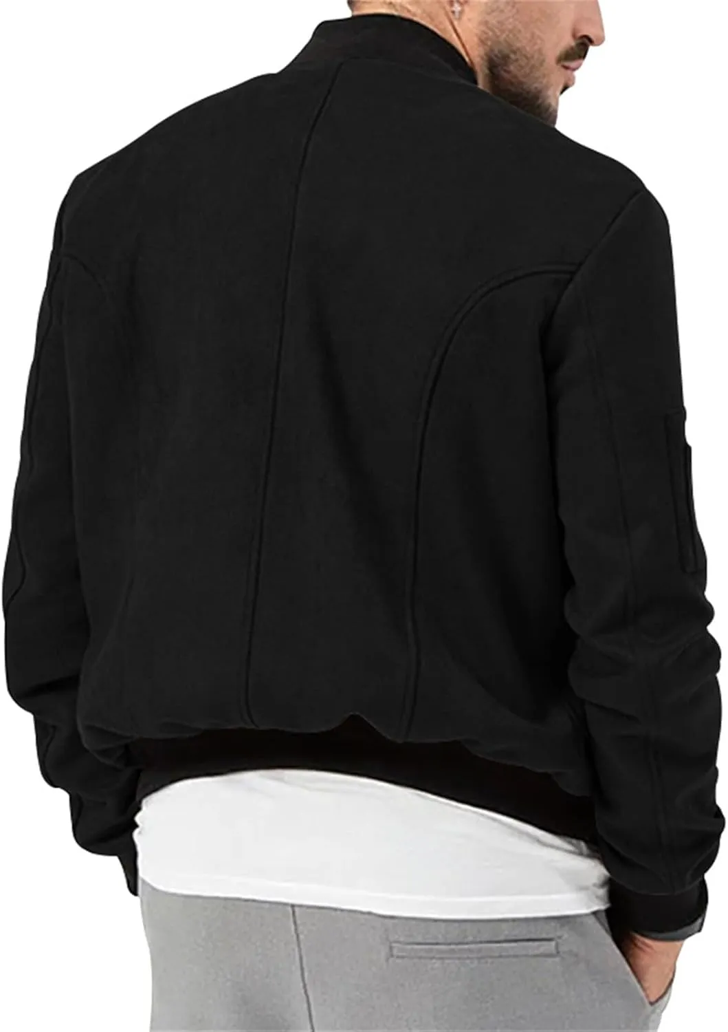 Mens Casual Long Sleeve Varsity Cardigan Jacket Suede Bomber Button Down Lightweight Baseball Letterman Jacket