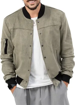 Mens Casual Long Sleeve Varsity Cardigan Jacket Suede Bomber Button Down Lightweight Baseball Letterman Jacket