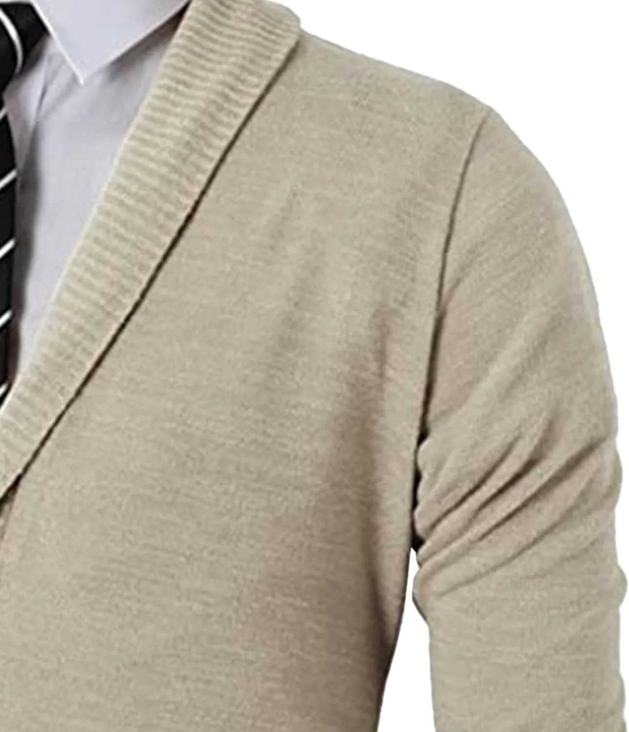 Mens Casual Open Front Long Sleeve Button up V-Neck Knitted Sweaters Causal Slim Fit Cardigans Pocket