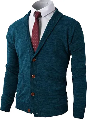 Mens Casual Open Front Long Sleeve Button up V-Neck Knitted Sweaters Causal Slim Fit Cardigans Pocket