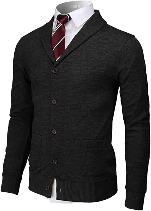 Mens Casual Open Front Long Sleeve Button up V-Neck Knitted Sweaters Causal Slim Fit Cardigans Pocket